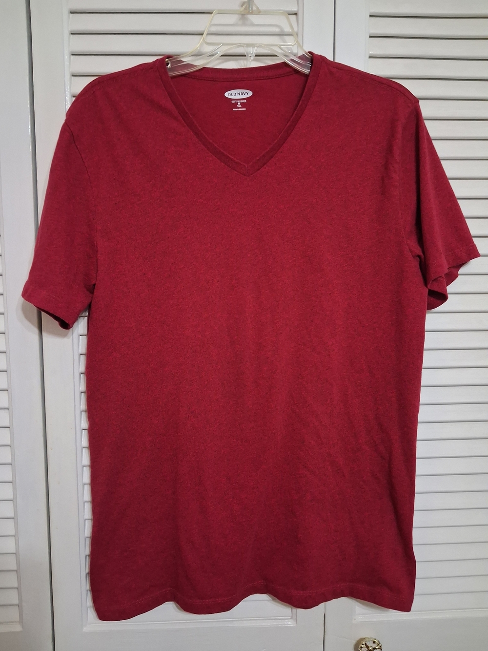 Old Navy Men's Heathered Crimson V-Neck Tee